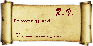 Rakovszky Vid névjegykártya